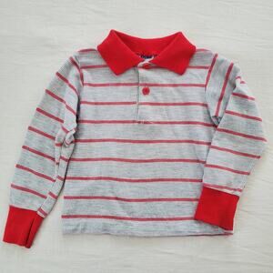Vintage Gray/Red Striped Long Sleeve 2t